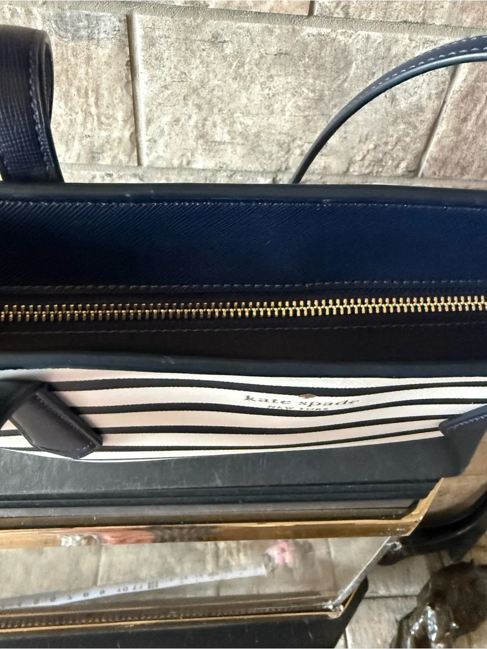 kate spade Navy and White Striped Tote